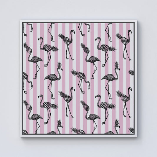 Pineapple Flamingo Framed Canvas