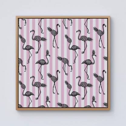 Pineapple Flamingo Framed Canvas