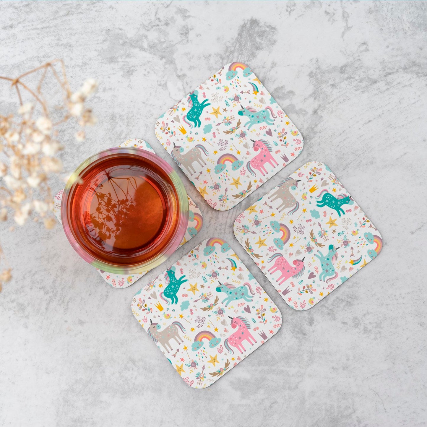 Unicorn And Rainbows Coasters