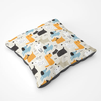 Hand Drawn Dogs Floor Cushion