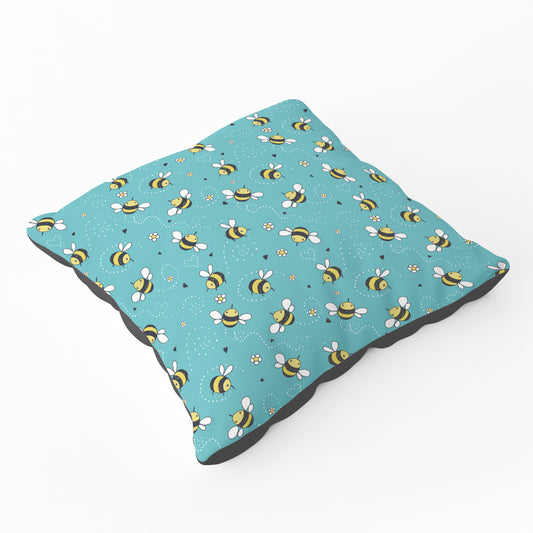 Hand Drawn Busy Bees Floor Cushion