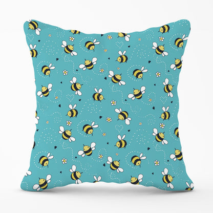 Hand Drawn Busy Bees Outdoor Cushion