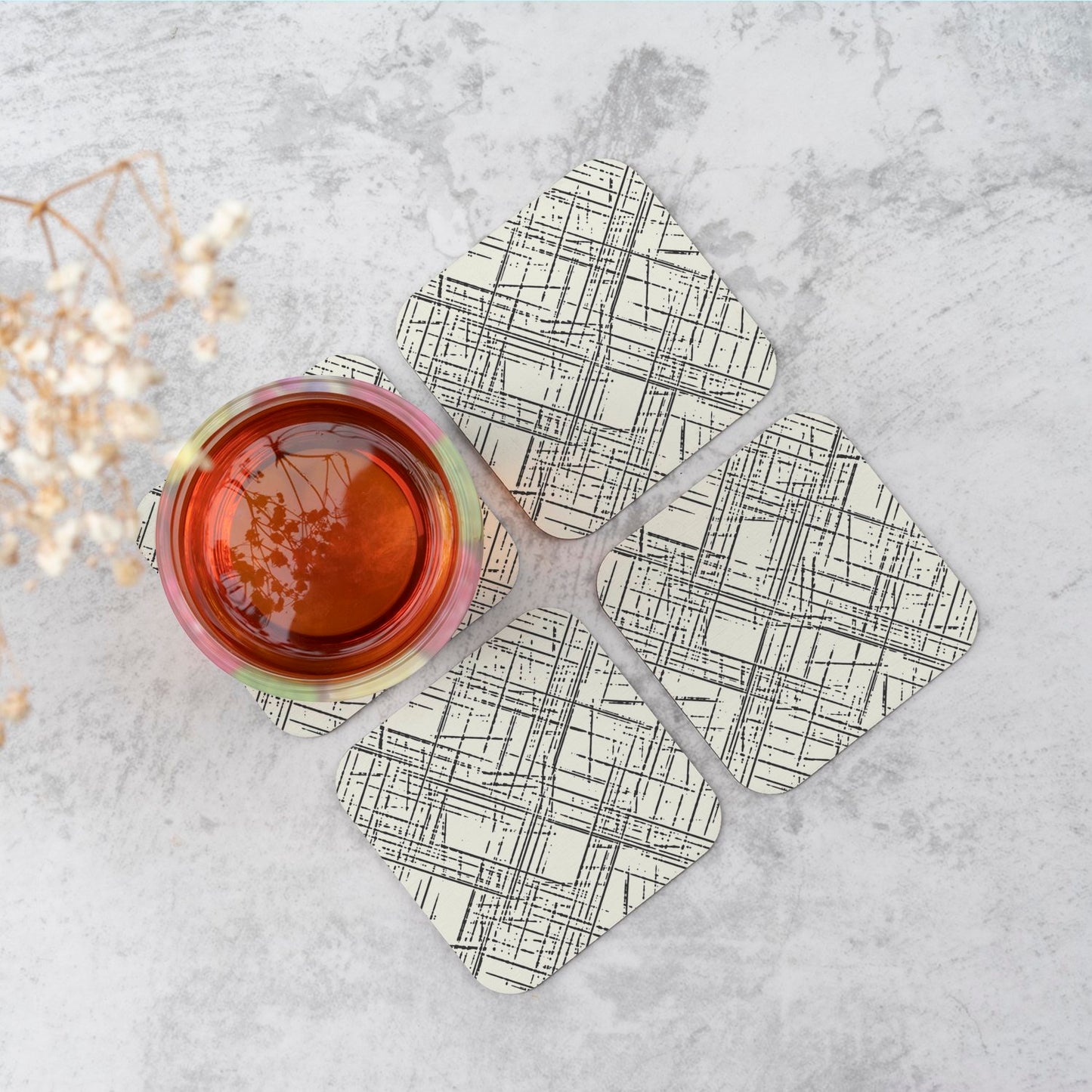 Monochrome Distressted Pattern Coasters