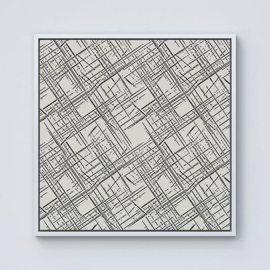 Monochrome Distressted Pattern Framed Canvas