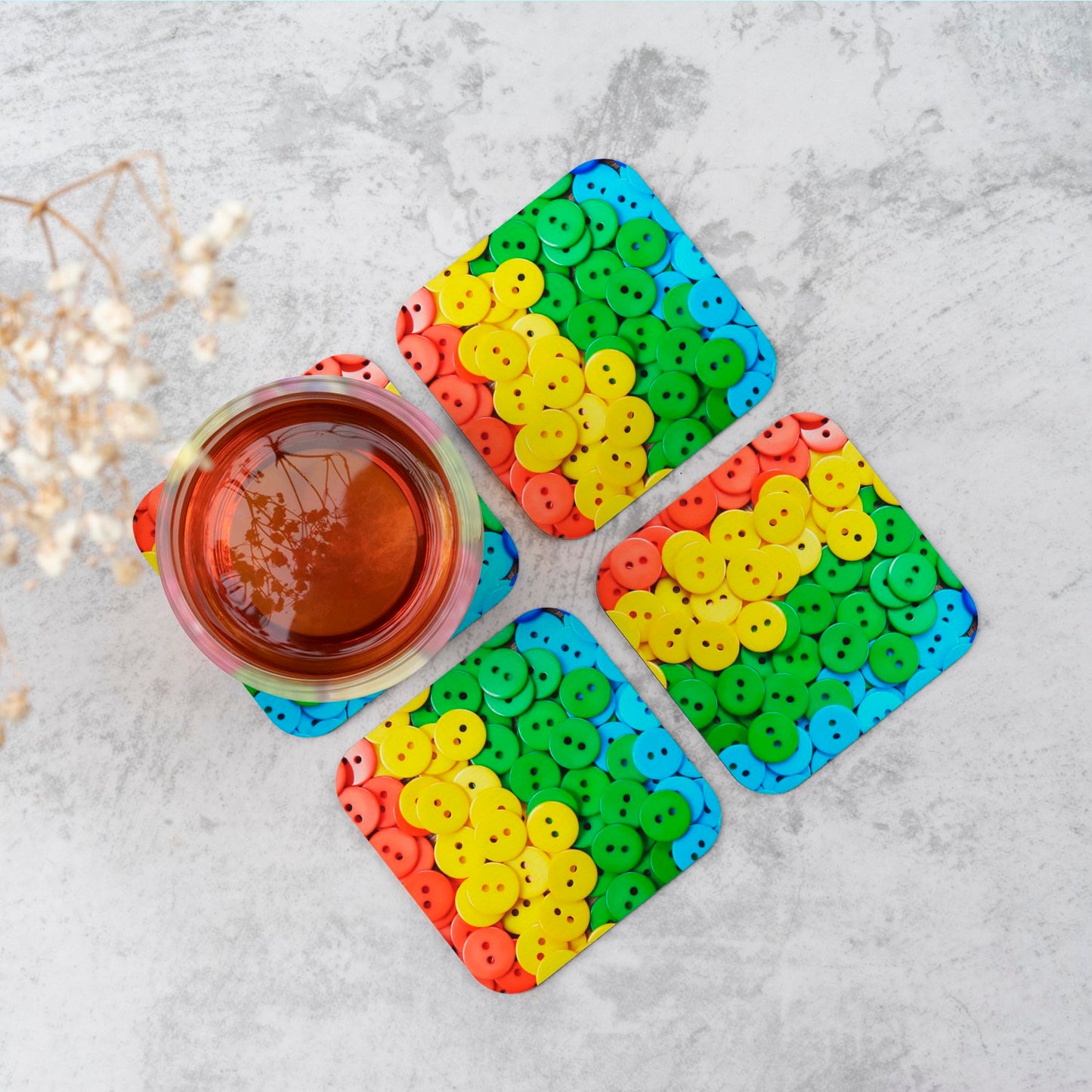 Colourful Buttons Pattern Coasters