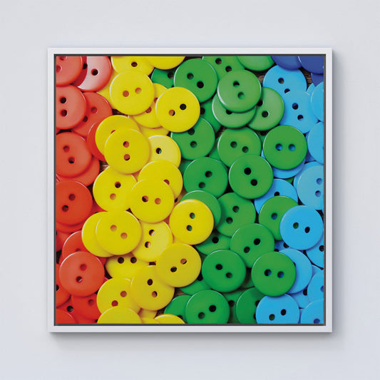 Colourful Buttons Pattern Framed Canvas