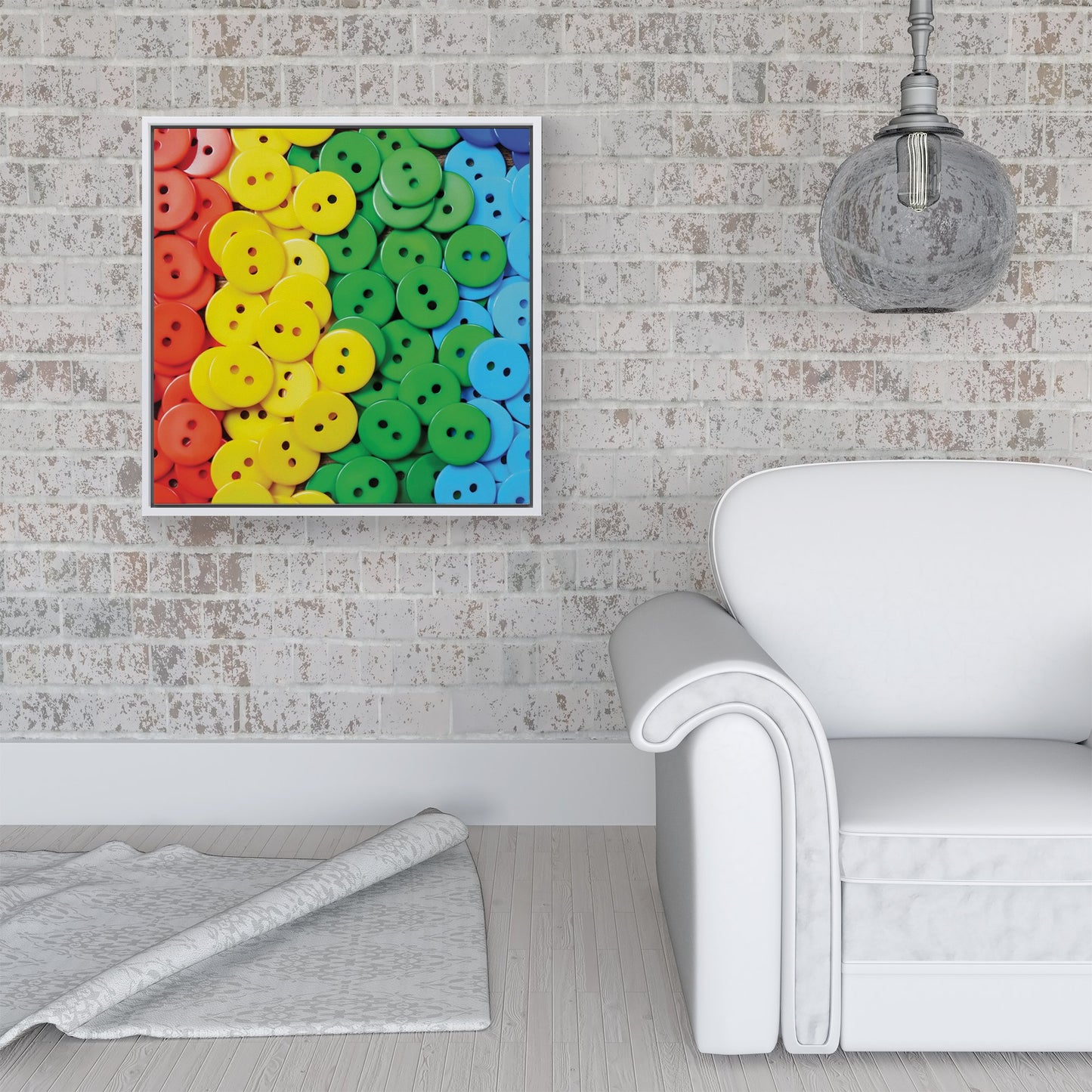 Colourful Buttons Pattern Framed Canvas