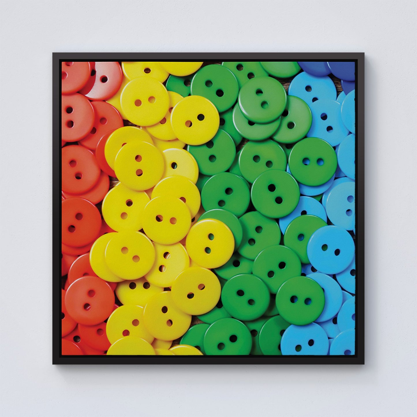 Colourful Buttons Pattern Framed Canvas