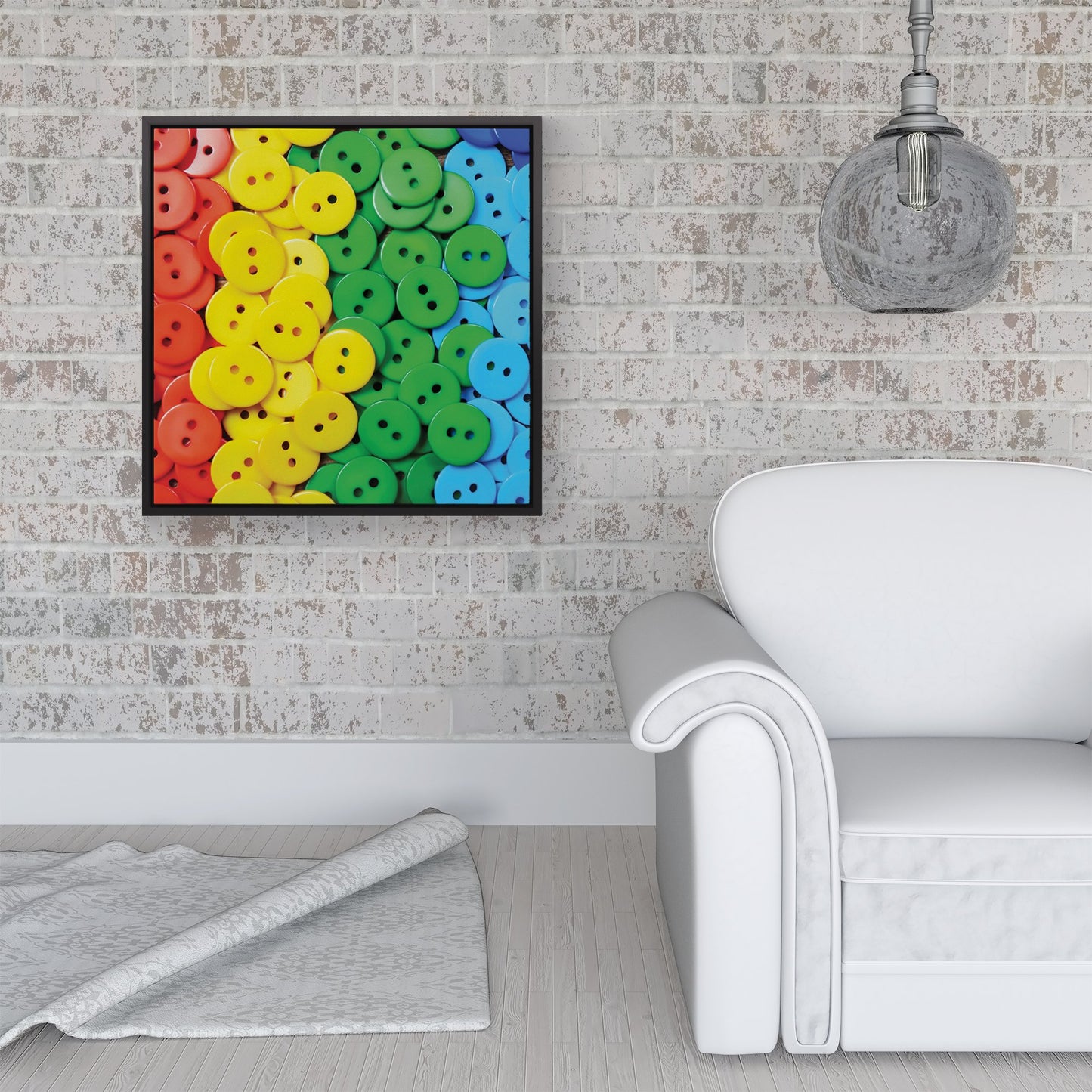 Colourful Buttons Pattern Framed Canvas