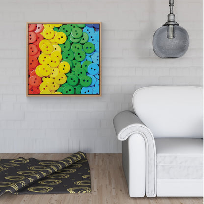 Colourful Buttons Pattern Framed Canvas