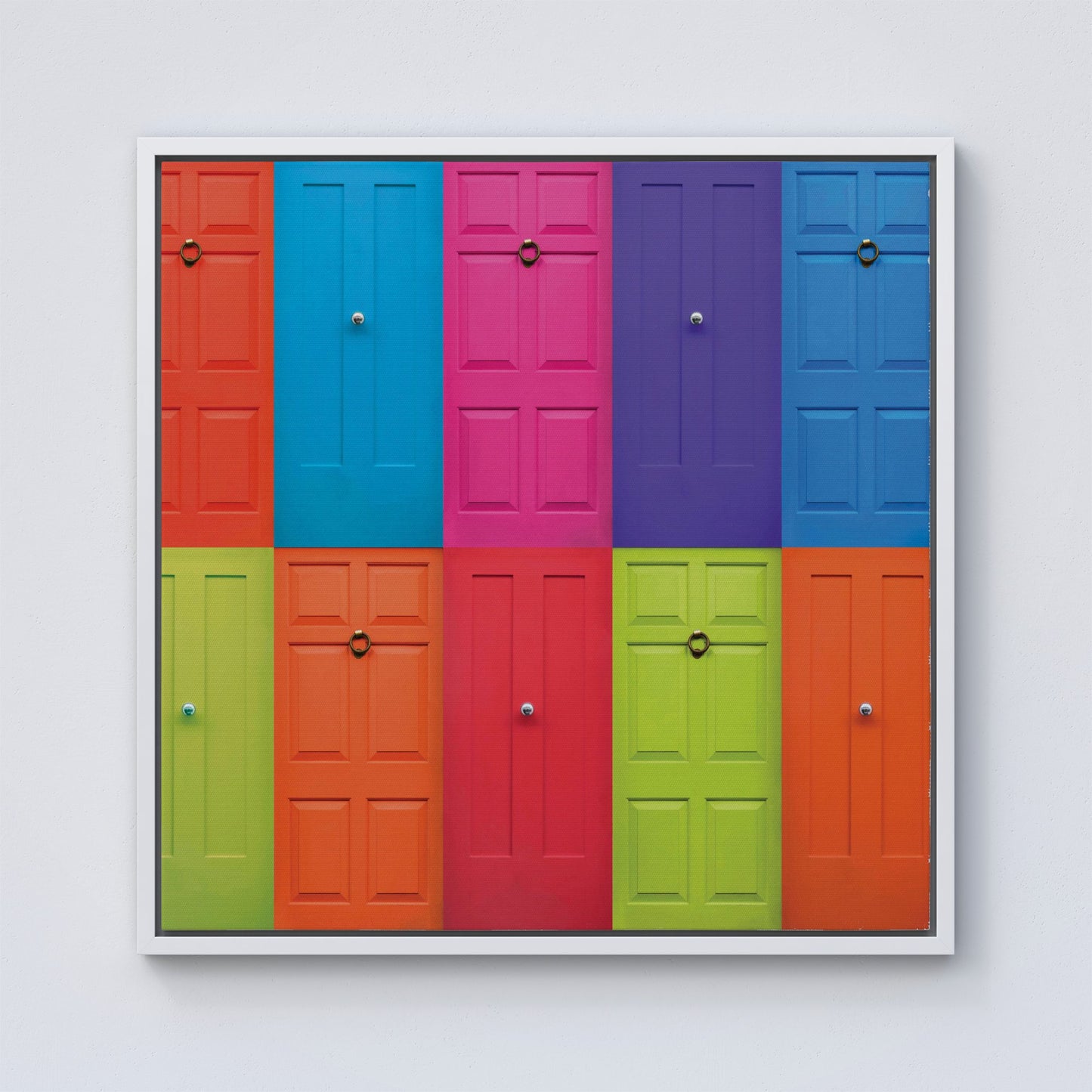 Colourful English Doors Framed Canvas