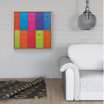 Colourful English Doors Framed Canvas