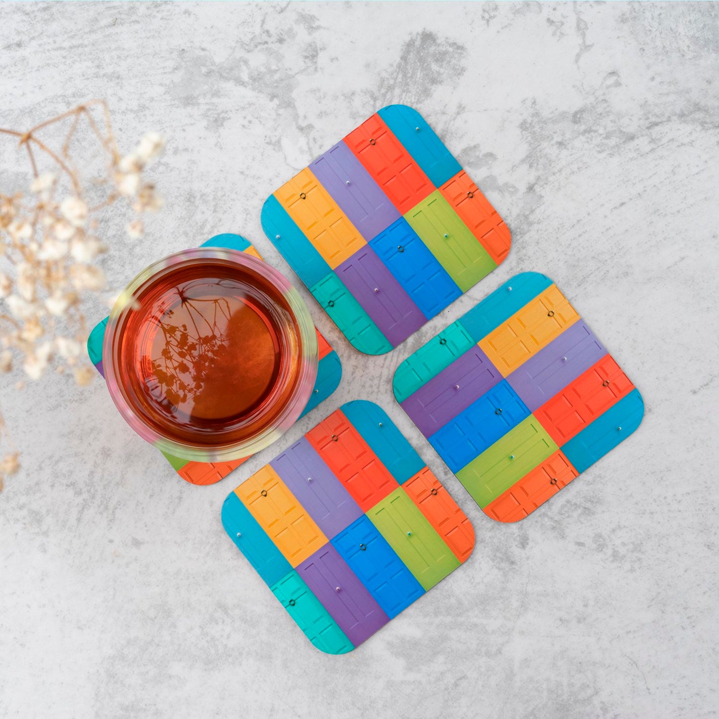 Colourful, English Doors Coasters