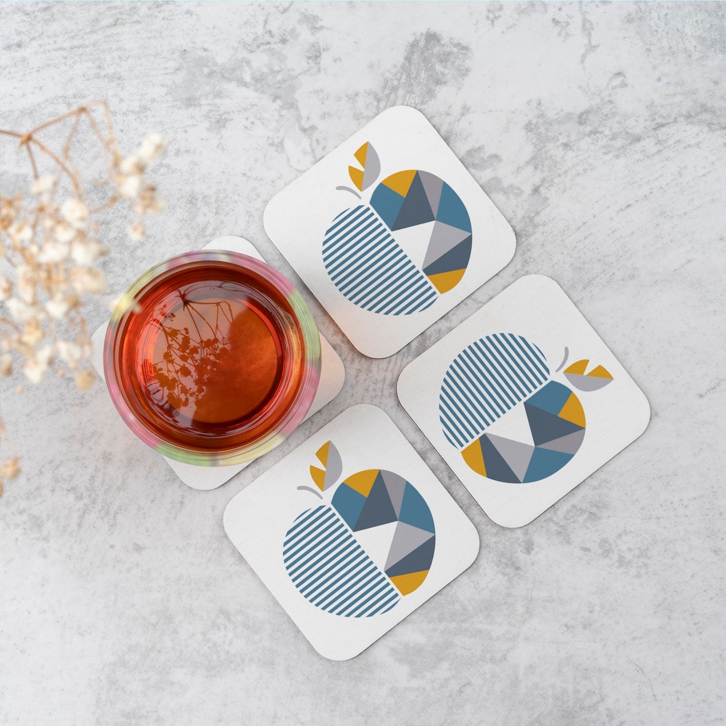 Geometric Apple Coasters