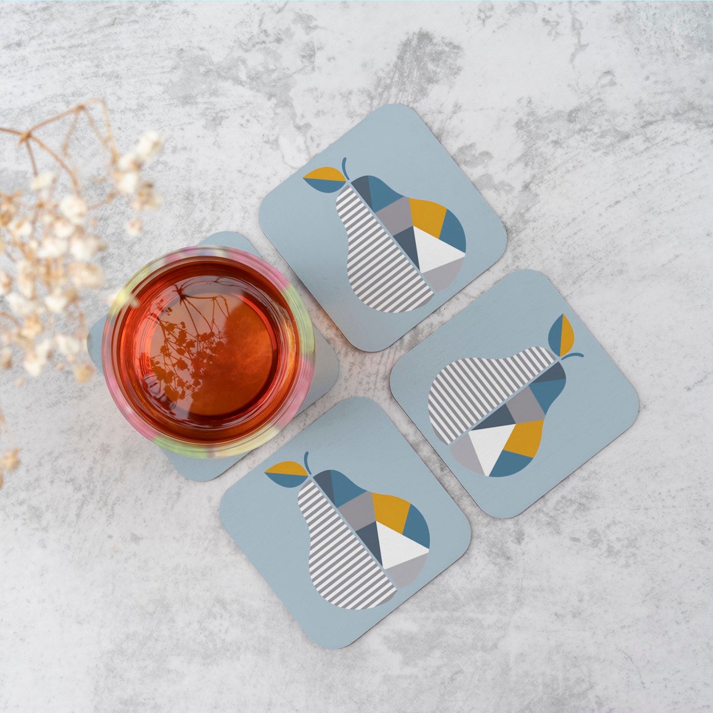 Geometric Pear Coasters