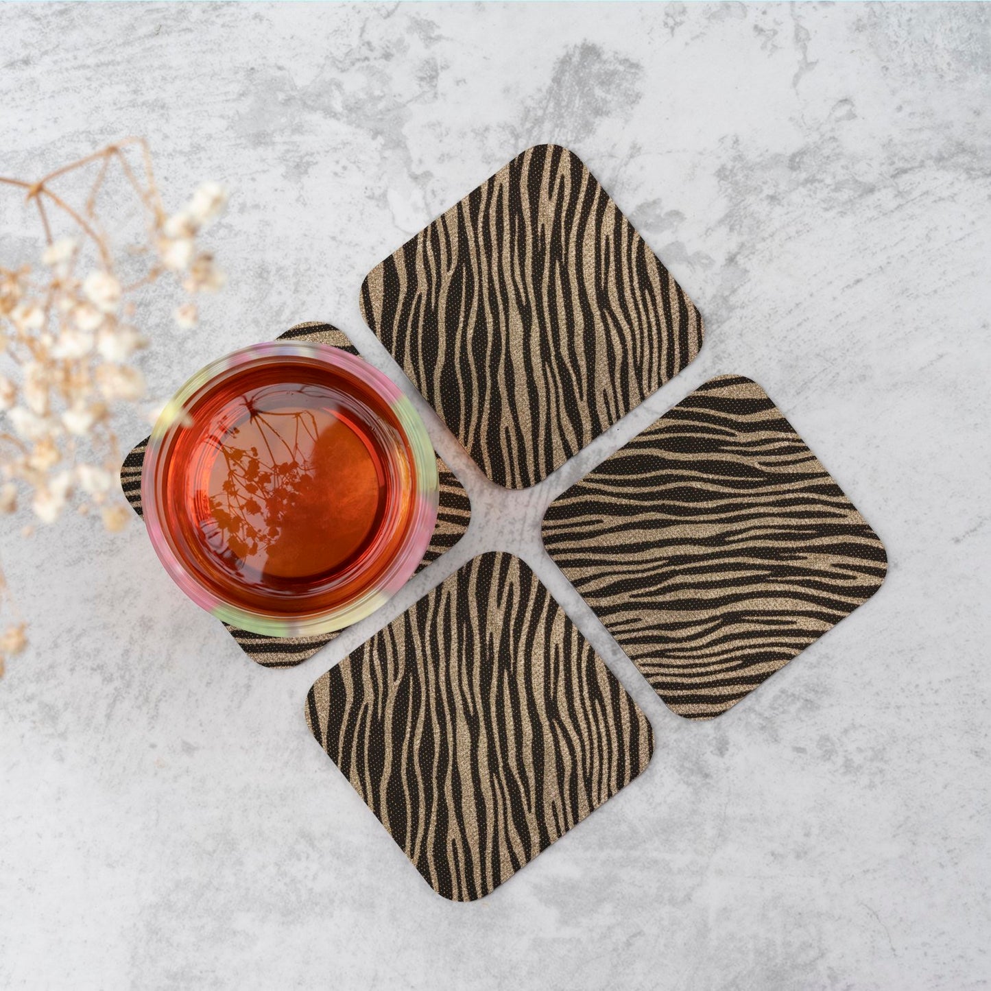 Golden Zebra Print Coasters