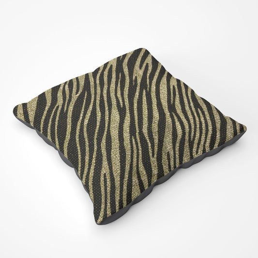 Golden Zebra Print Floor Cushion