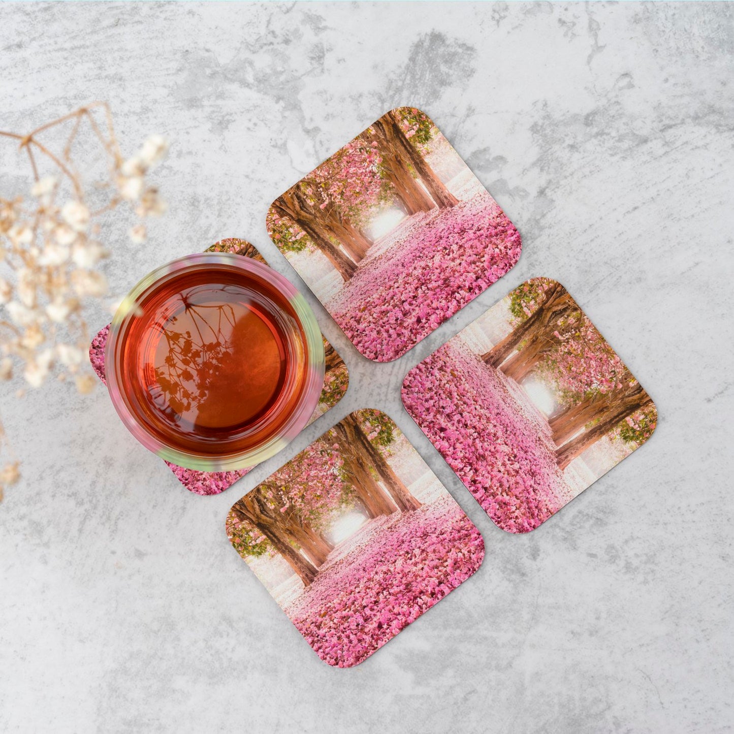 Pink Flower Tree Tunnel Coasters