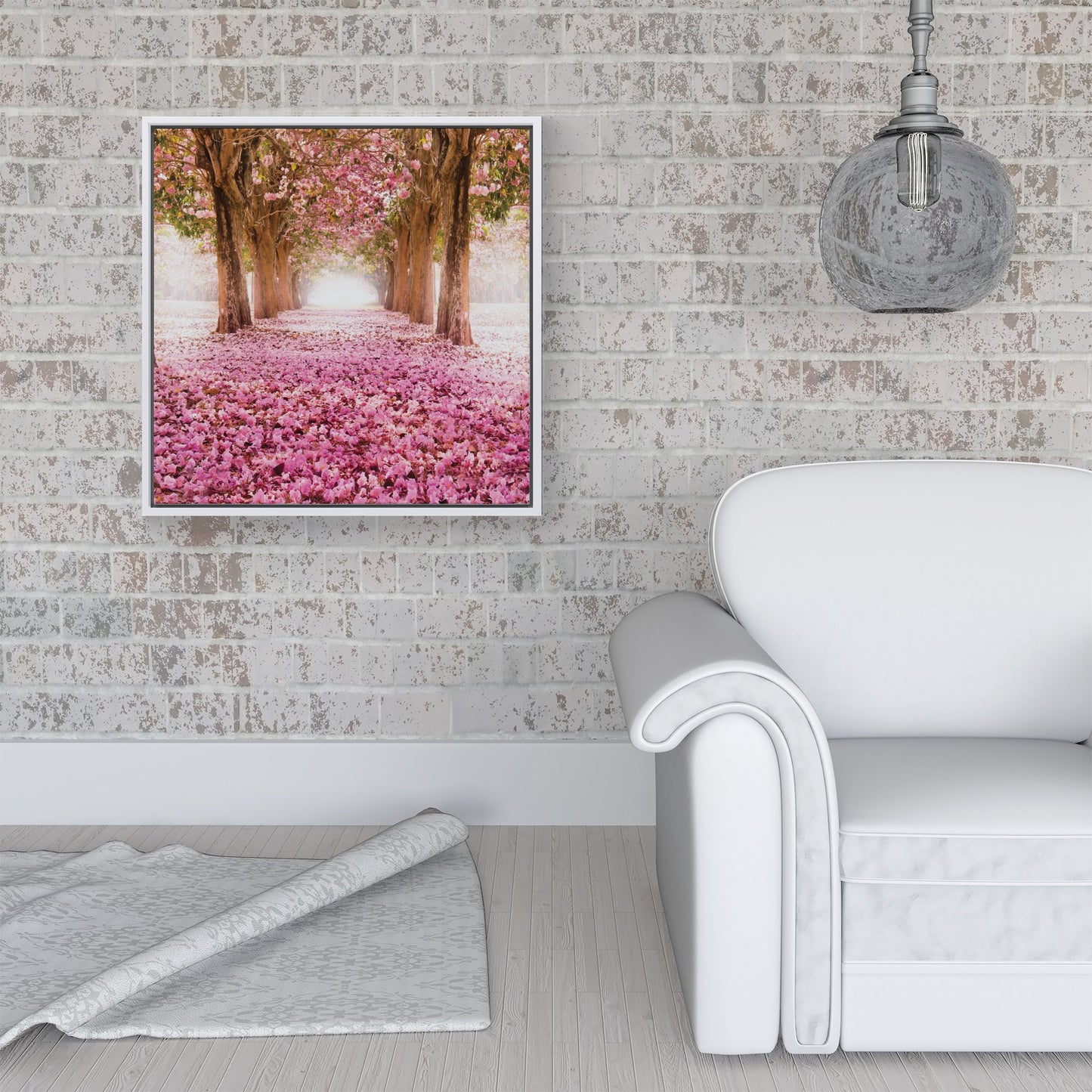 Pink Flower Tree Tunnel Framed Canvas