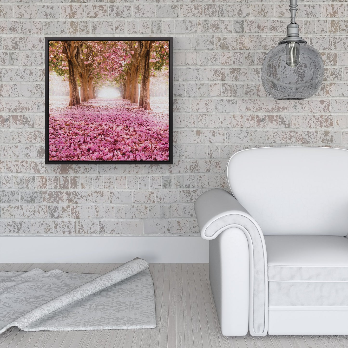 Pink Flower Tree Tunnel Framed Canvas