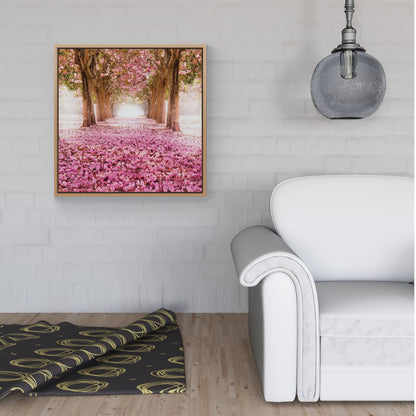 Pink Flower Tree Tunnel Framed Canvas