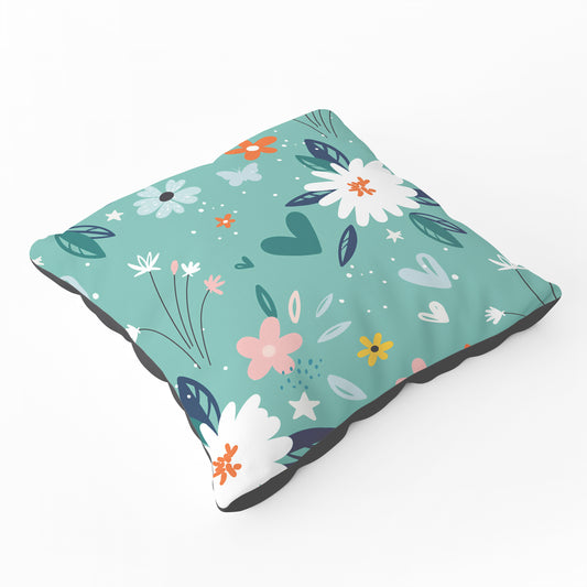 Garden Summer Flowers Floor Cushion