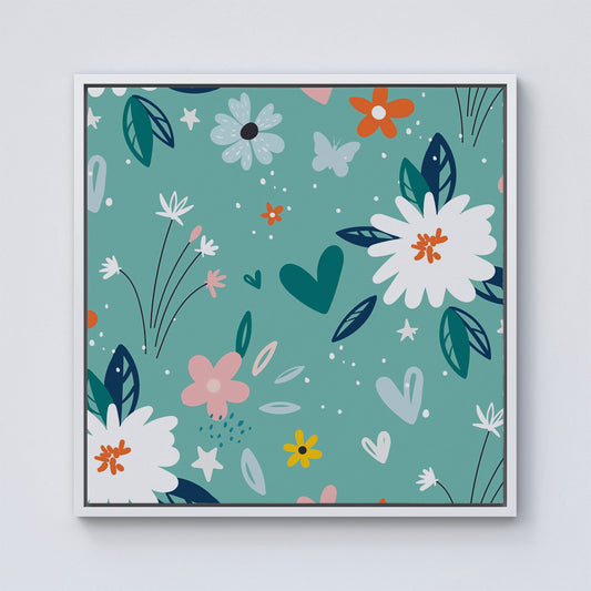 Garden Summer Flowers Framed Canvas