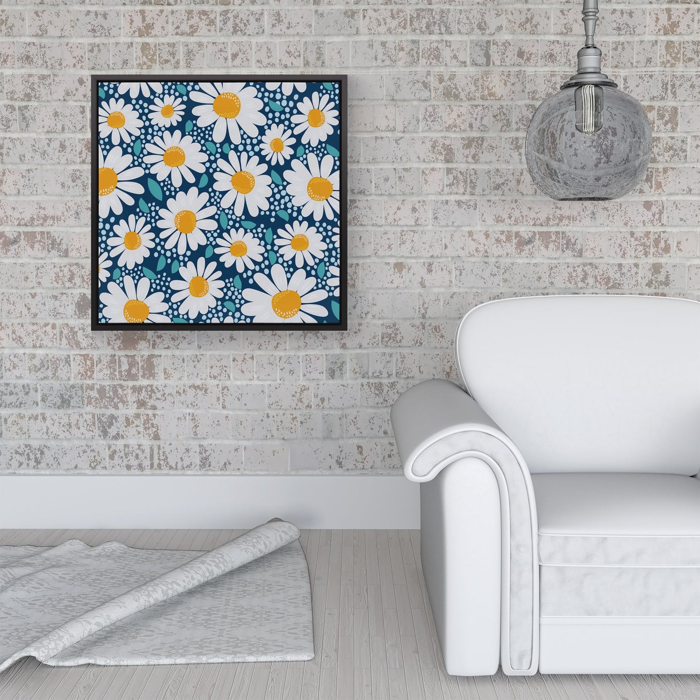 Camomile Flowers Framed Canvas