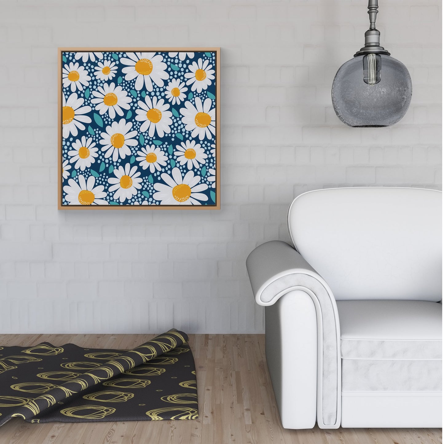 Camomile Flowers Framed Canvas