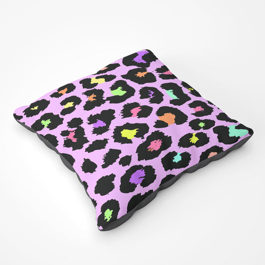 Pink Leopard Print Floor Cushion