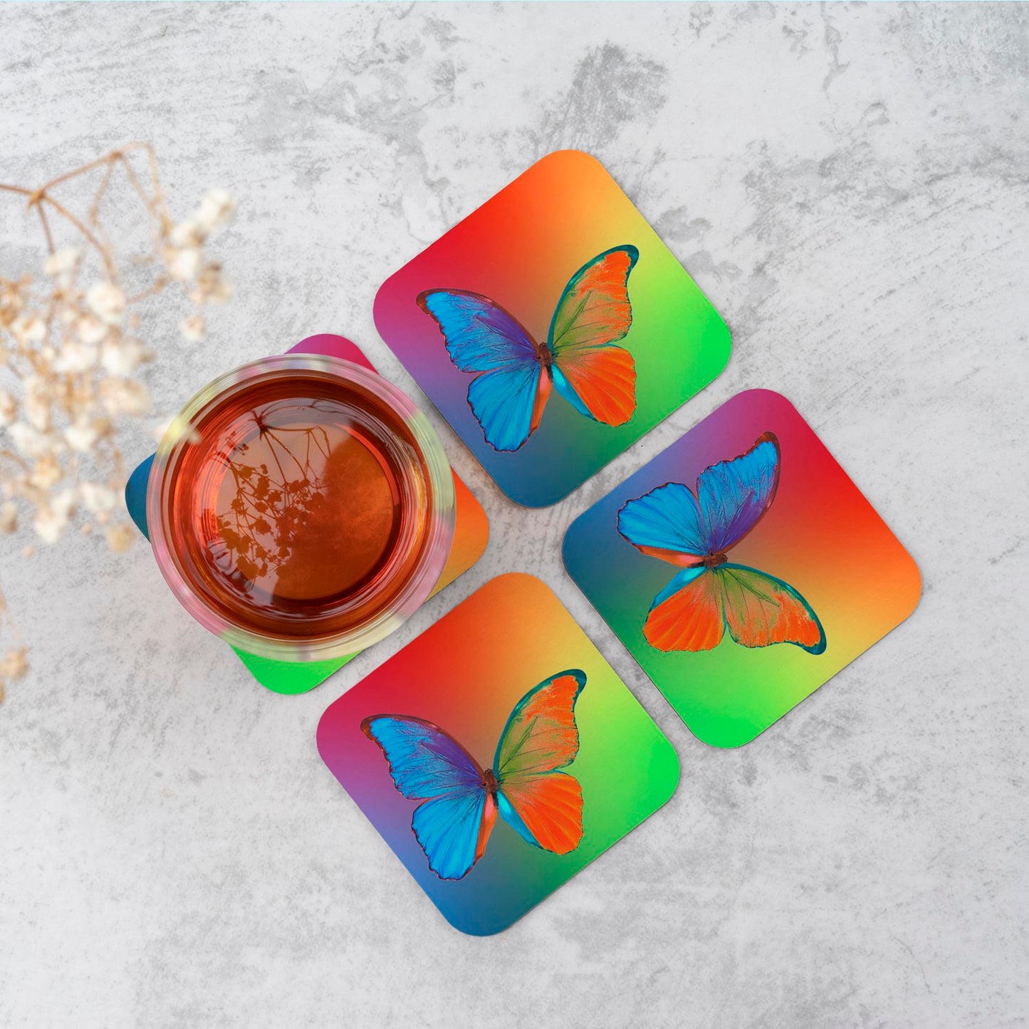 Vibrant Butterfly Coasters