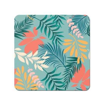 Abstract Bright Colorful Tropical Leaves Coasters