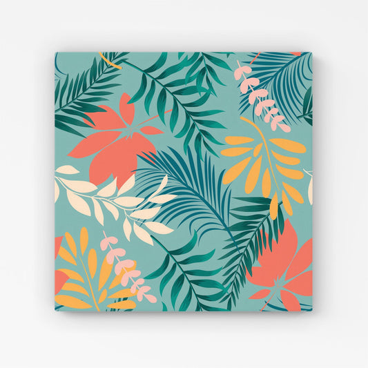 Abstract Bright Colorful Tropical Leaves Canvas