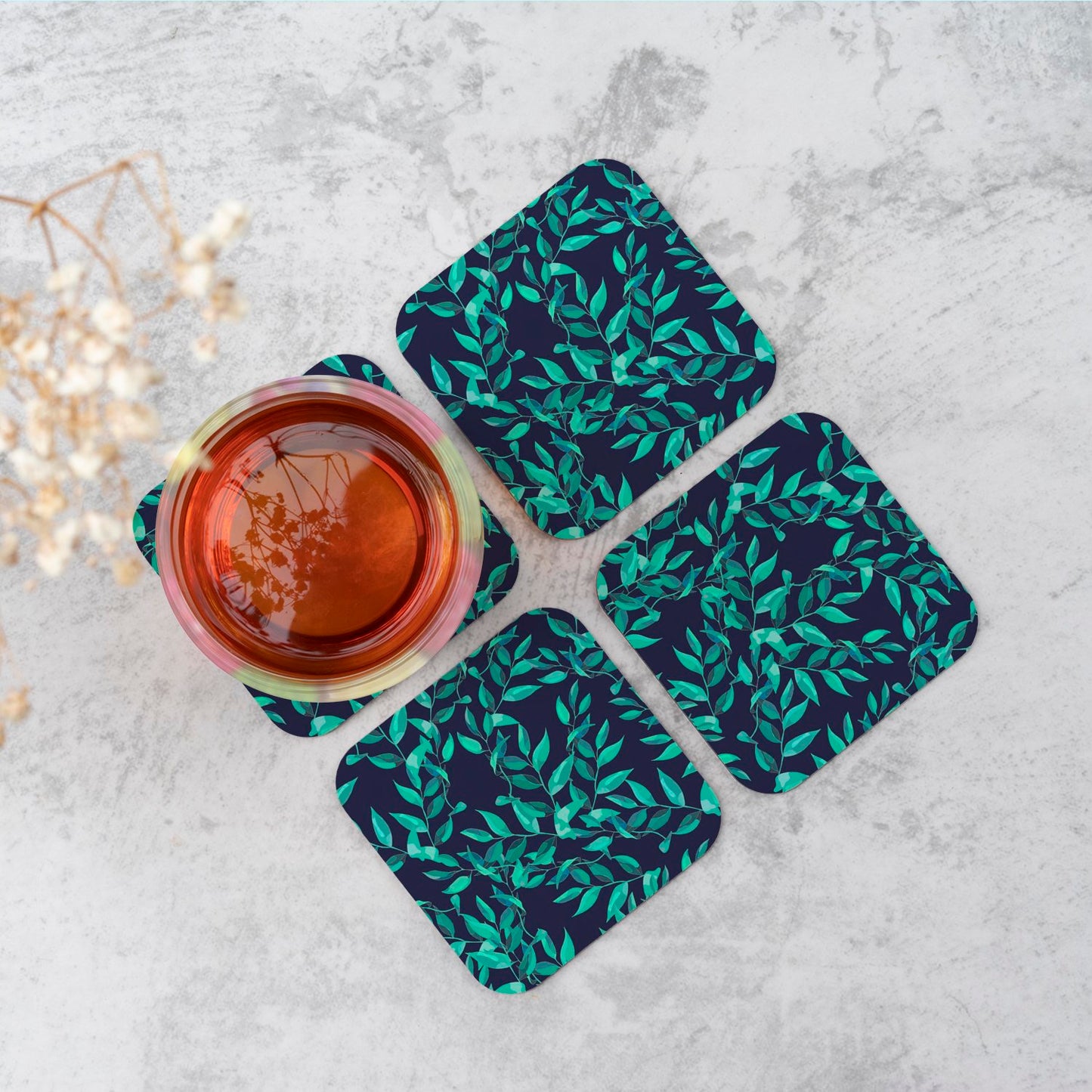 Delicate Green Foliage Coasters