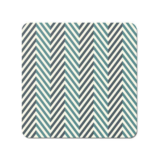 Geometric Herringbone Chevron Blues Coasters