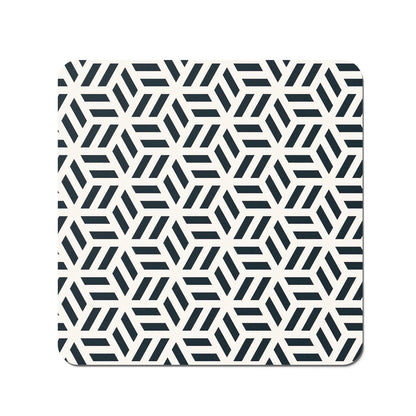 Geometric Monochrome Hexagonal Pattern Coasters