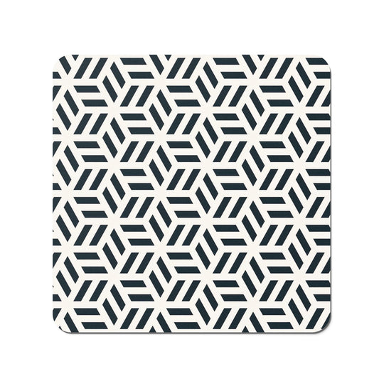 Geometric Monochrome Hexagonal Pattern Coasters