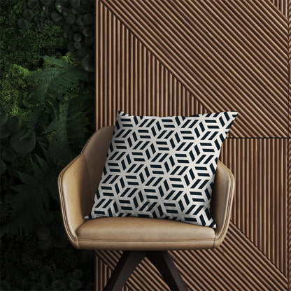 Geometric Monochrome Hexagonal Pattern Outdoor Cushion