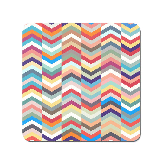 Geometric Multi Colored Chevron Pattern Coasters