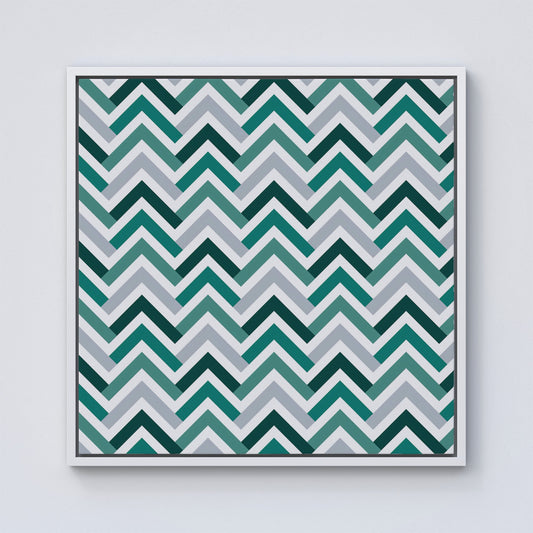 Retro Vintage Colored Chevron Pattern Framed Canvas