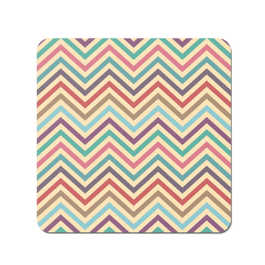 Geometric Vintage Colored Chevron Pattern Coasters