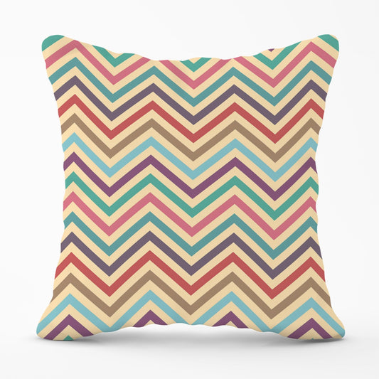 Geometric Vintage Colored Chevron Pattern Outdoor Cushion