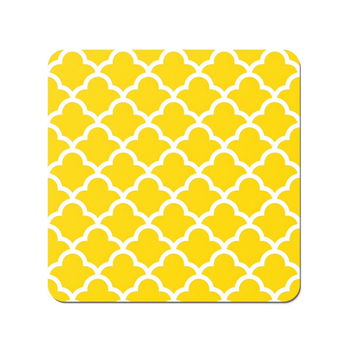 Geometric Yellow Quatrefoil Wave Coasters