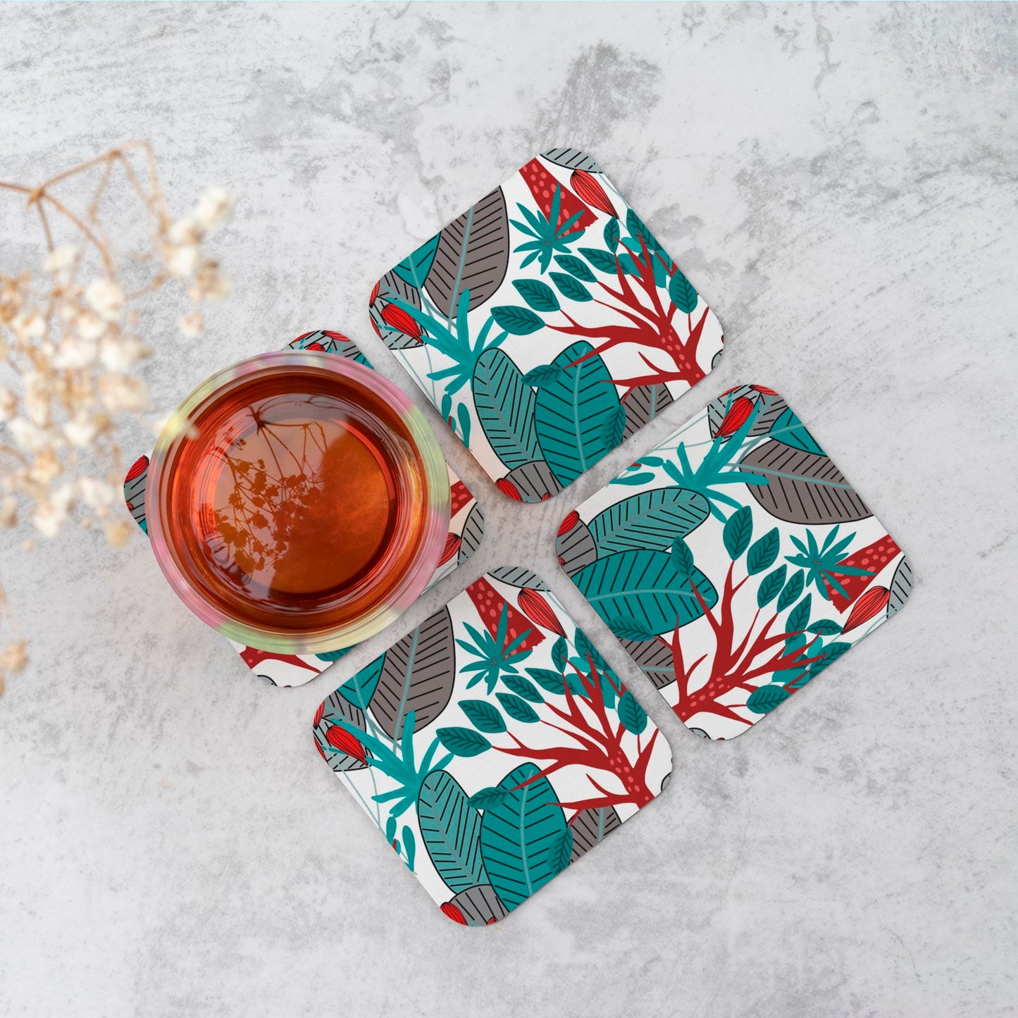 Jungle Exotic Summer Tropical Leaves Coasters