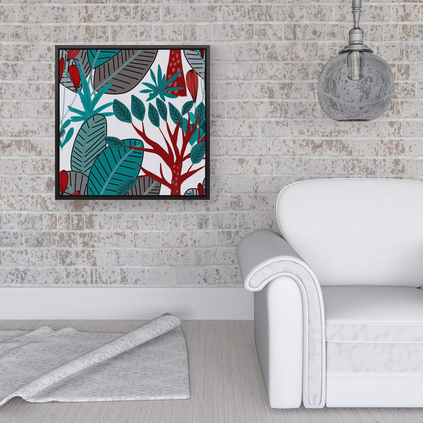 Jungle Exotic Summer Tropical Leaves Framed Canvas