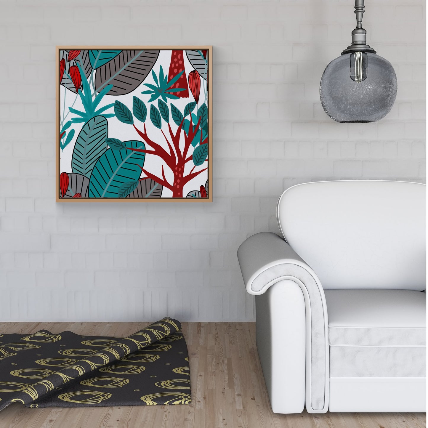 Jungle Exotic Summer Tropical Leaves Framed Canvas