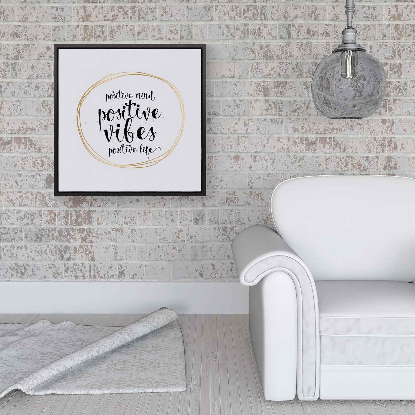 Positive Mind, Vibes, Life Framed Canvas