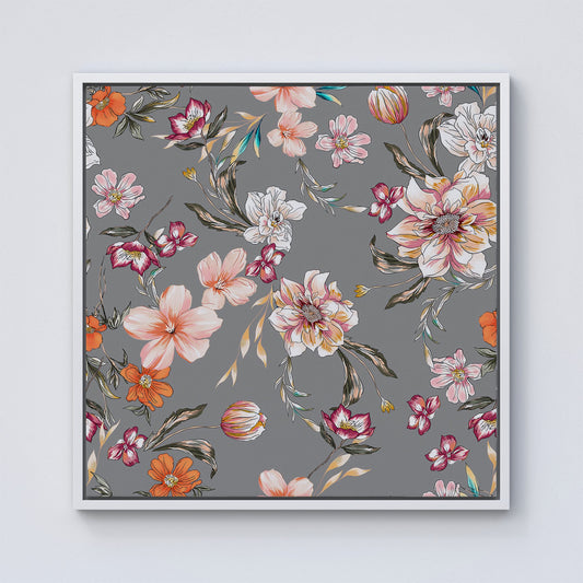 Peony, Lily, Tulip, Daisy Colorful  Framed Canvas