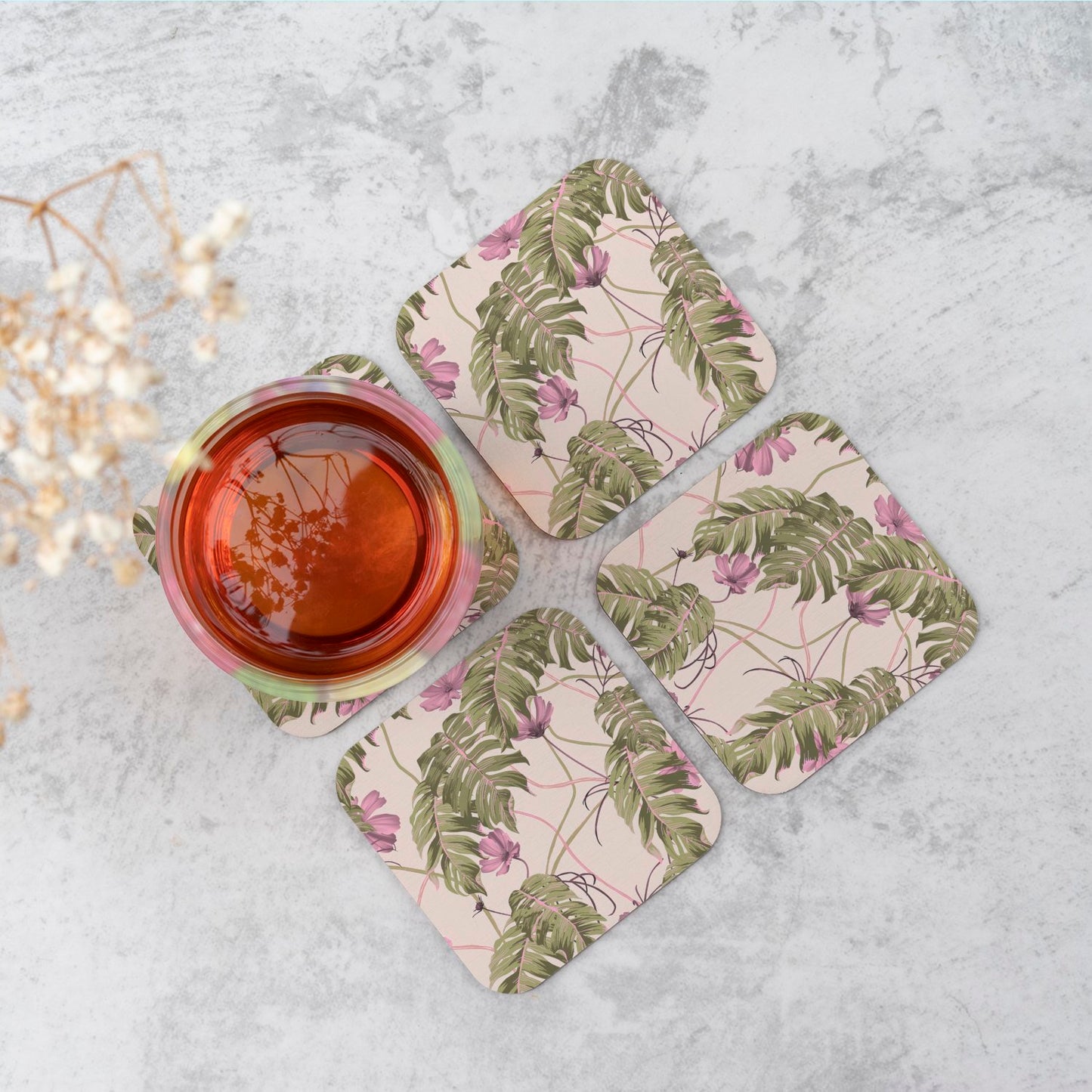 Pink Cosmos Flowers Coasters