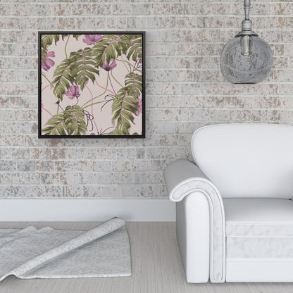 Pink Cosmos Flowers Framed Canvas